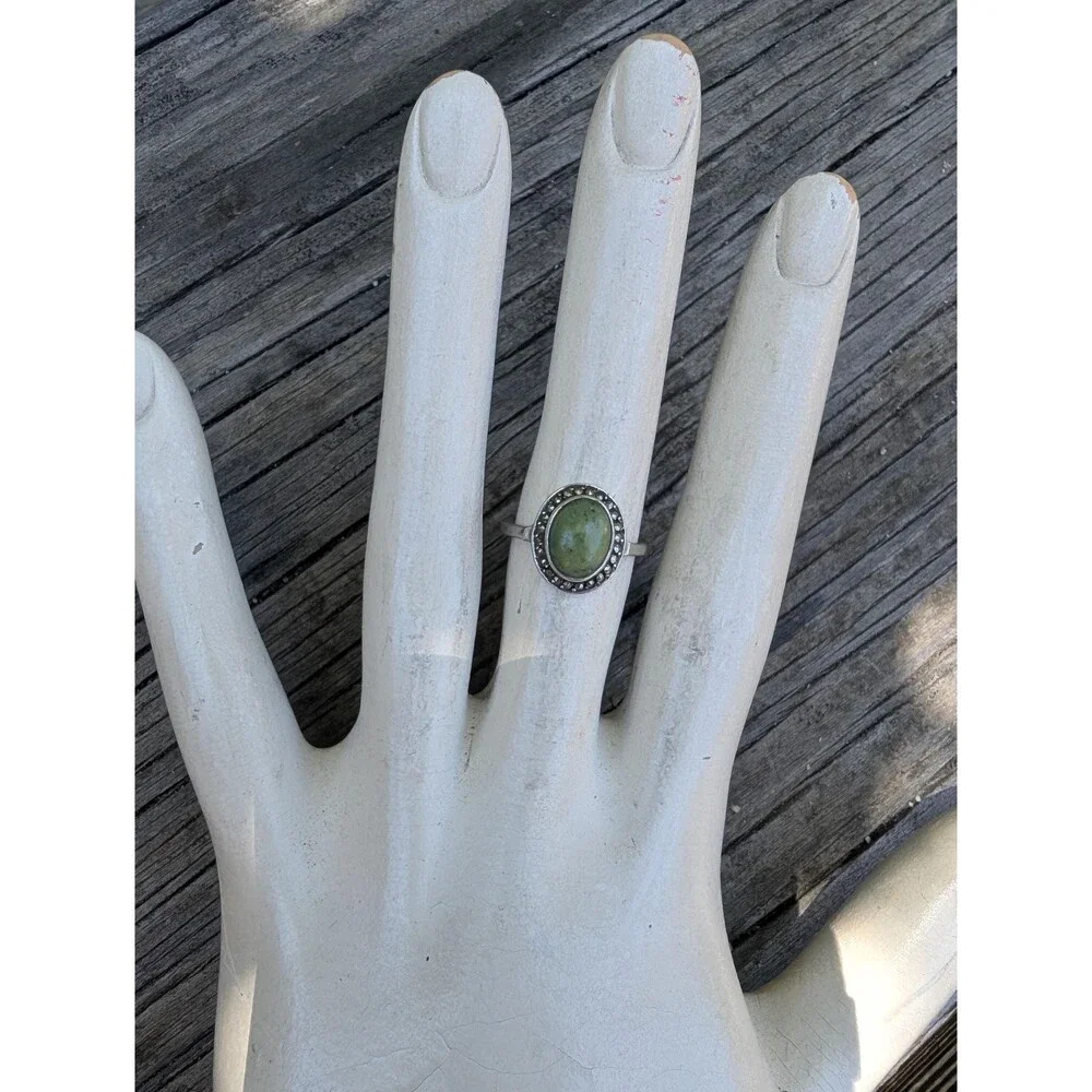 Sterling Irish Connemara Marble Ring; The Jewelry House Marcasite Ring